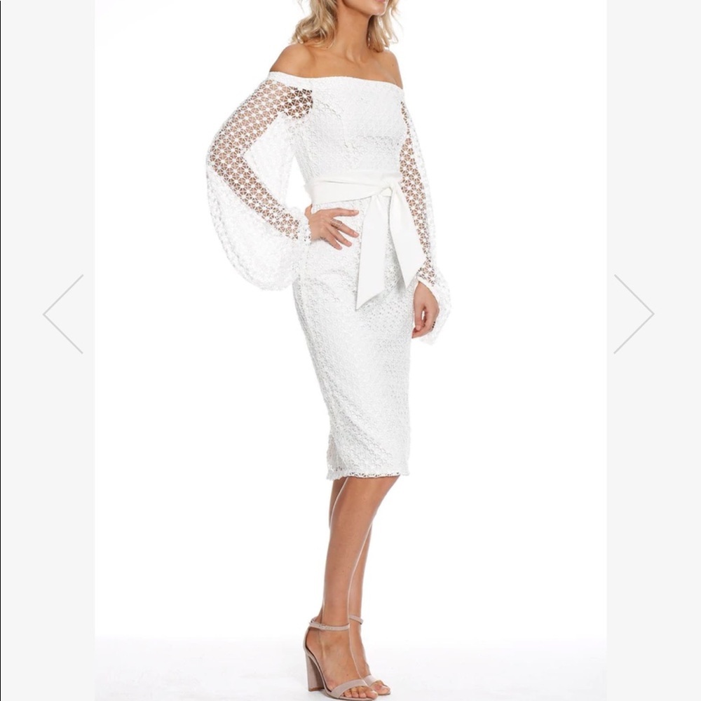 PASDUCHAS FLOOZY SLEEVE MIDI DRESS IN IVORY Size 10